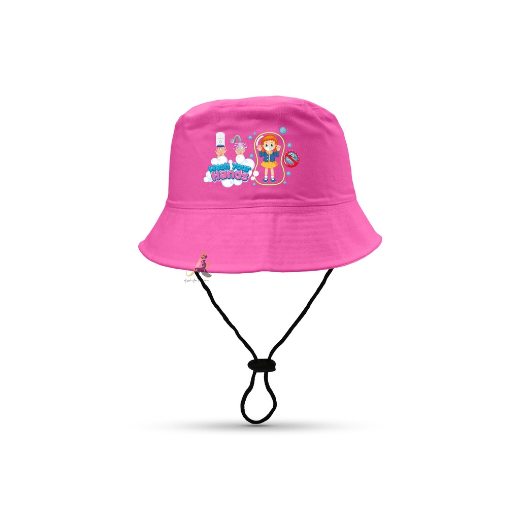 Topi Bucket anak gambar sablon Cuci Tangan/bucket anak cuci tangan