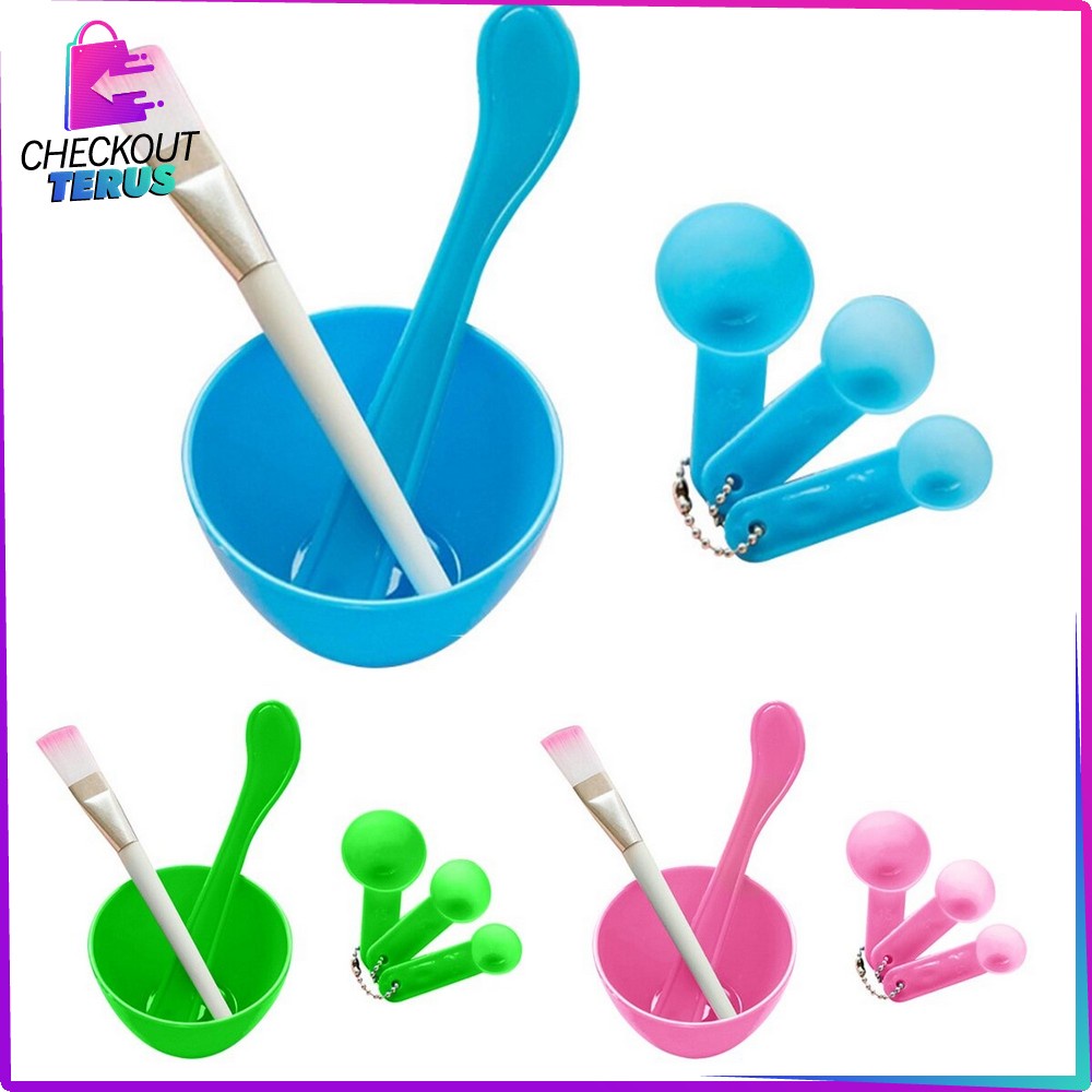 CT K28 Mangkok Masker Set 4IN1 Mask Bowl Mangkuk Set Dengan Kuas Sendok dan Pengaduk Masker Alat Perawatan Wajah