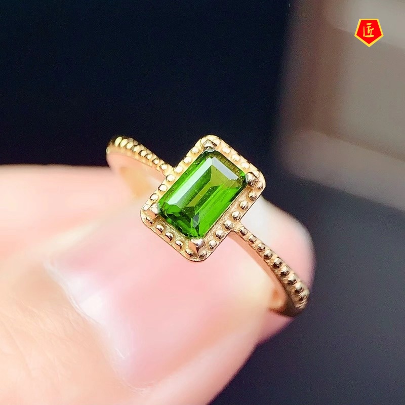 [Ready Stock]Simple Fashion 18K Gold Emerald Open Ring