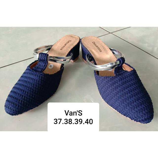 Sandal Slop Heels Rajut Desantos Wanita, realpict, good quality, free box
