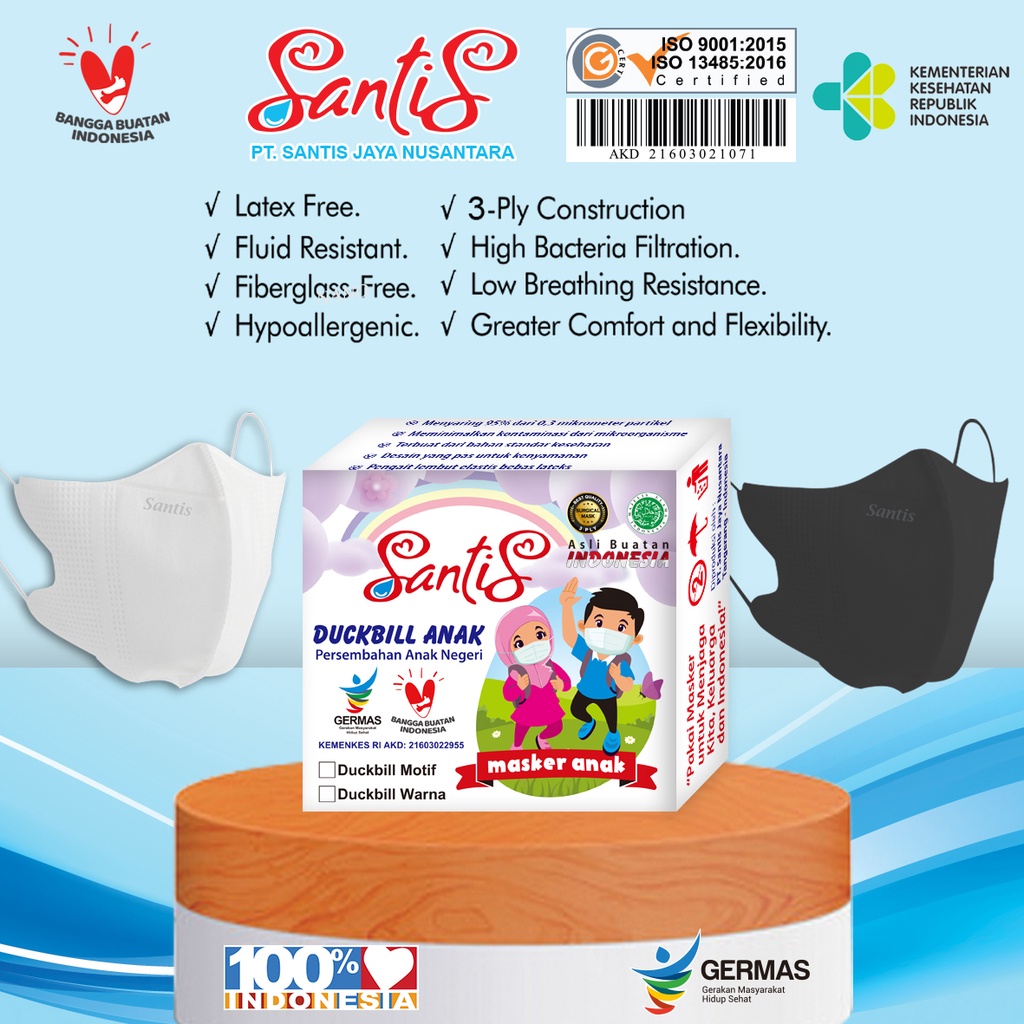 Masker MEDIS Duckbill Anak 3 ply SANTIS