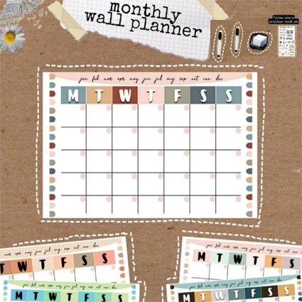 

Wall Planner / Schedule Board / Monthly Planner / Wipe and Clean Planner / Aesthetic Pallete