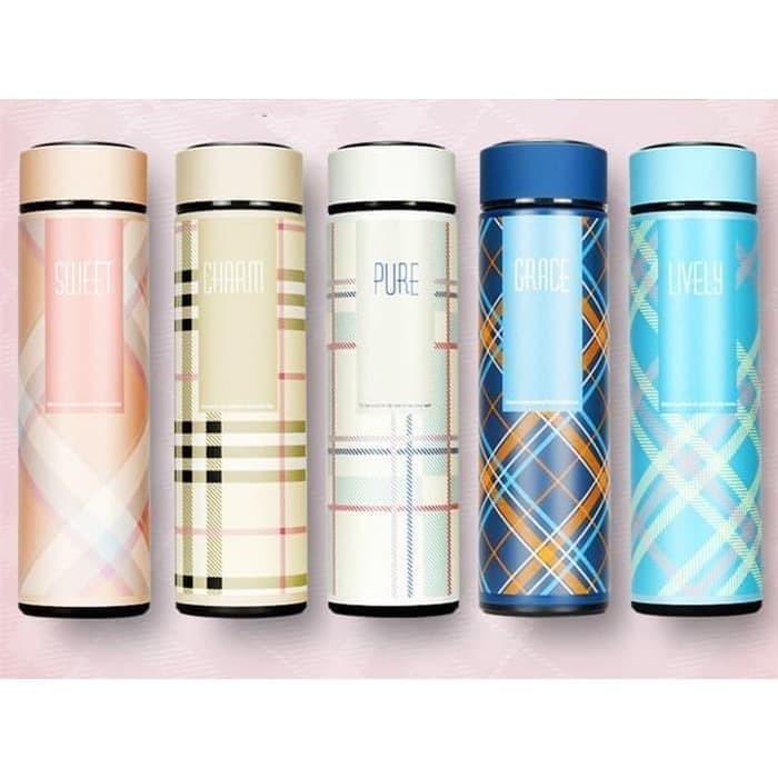 [420gr] LT- [ Motif Kotak B90-2 ] Termos Air Panas Vacuum Flask-