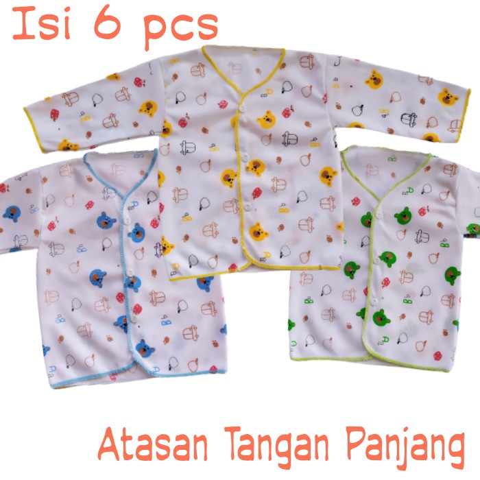 6 pcs Atasan Baju Bayi Newborn Print Karakter