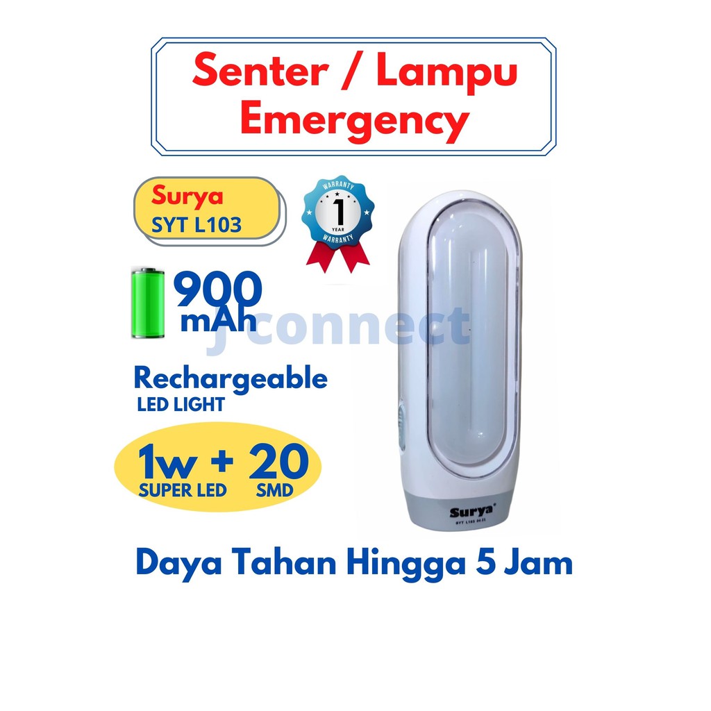 Senter LED Emergency Surya SYT L103 / Lampu Senter Darurat 2 in 1 / Senter LED / Lampu Senter