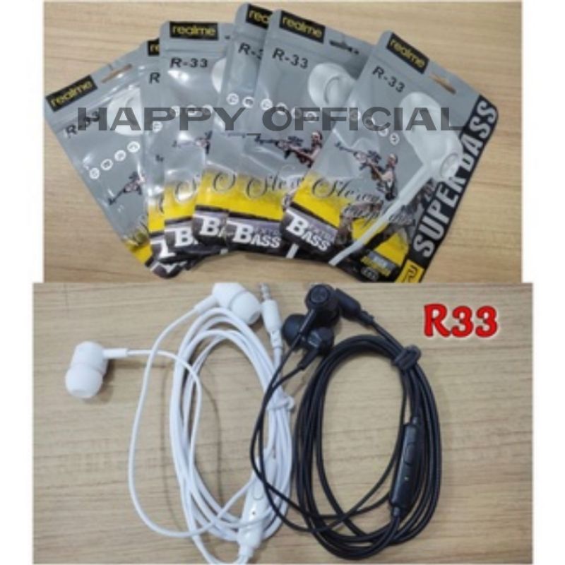 HF HEADSET EARPHONE REALME R-33 + MIC SUPER BASS