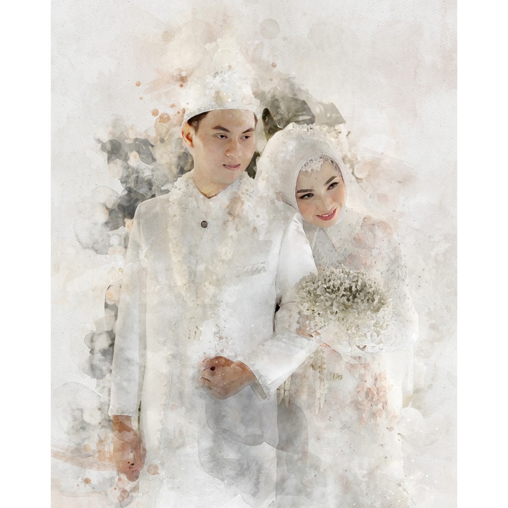 

JS Watercolor Effect Art Digital File Only 2 Wajah Kado Wisuda Ultah Wedding