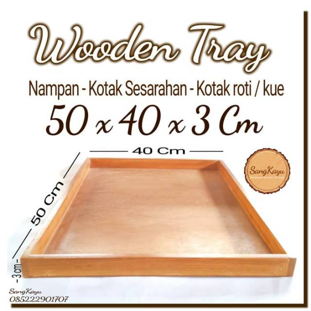 Wooden Tray 50x40x3 Cm Nampan kayu kotak seserahan hantaran alas kue