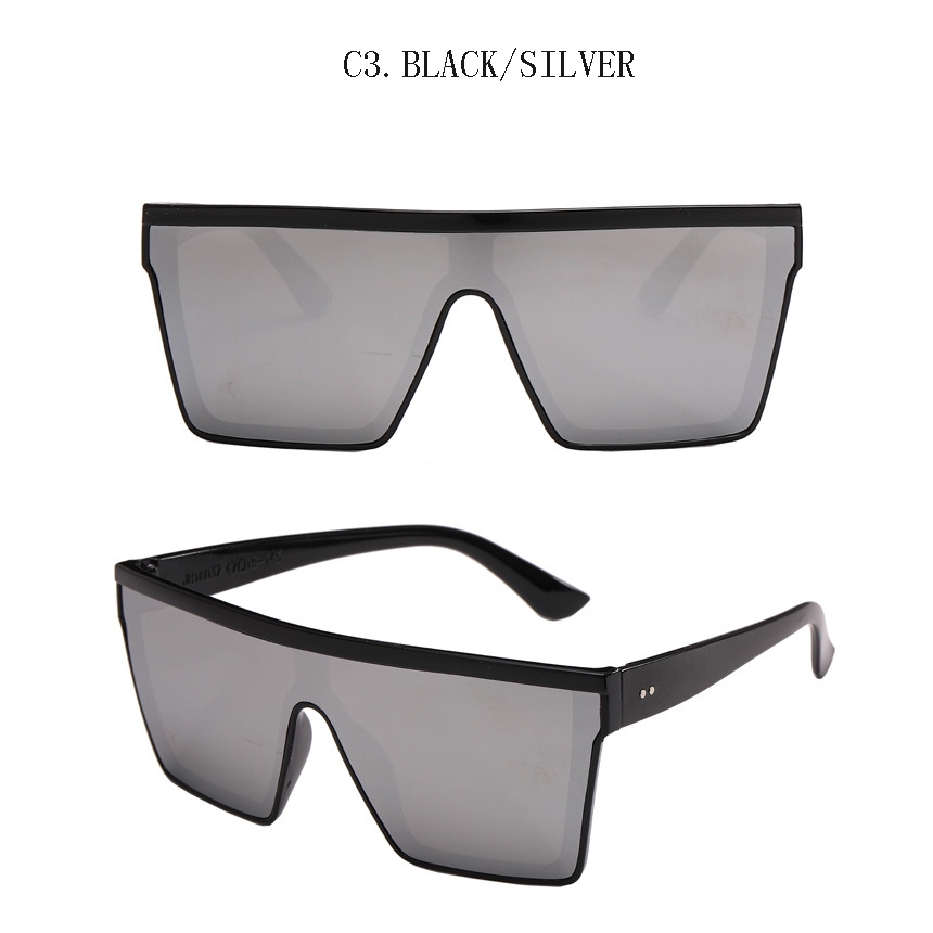 Kacamata Hitam Lensa Gradasi Bentuk Kotak Oversized Gaya Retro Untuk Wanita