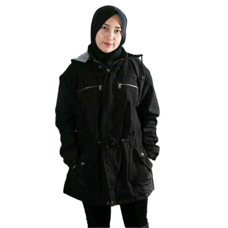 Jaket Parka Cewek Korean Style Jumbo Bolak Balik Baby Canvas Terbaru Mantel Musim Dingin