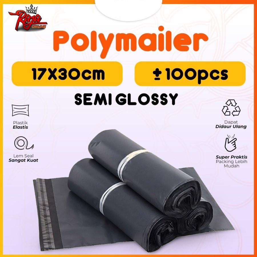 PL17 - Kantong 17x30 Cm Plastik POLYMAILER Warna Hitam Tebal Premium