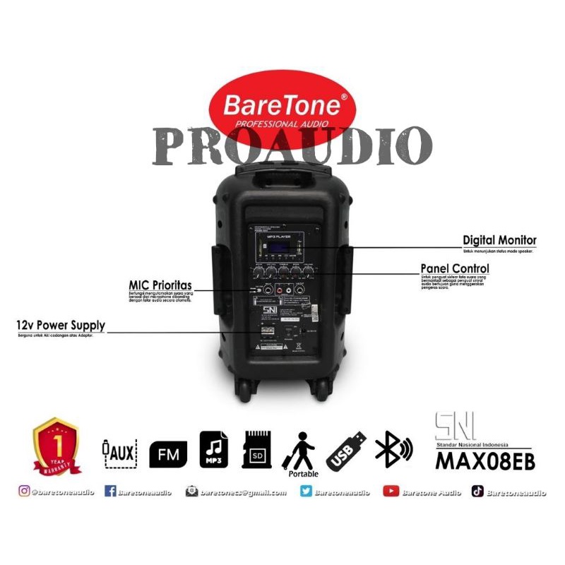 Portable Speaker Baretone Max 08 eb Max08eb Max 08eb Original