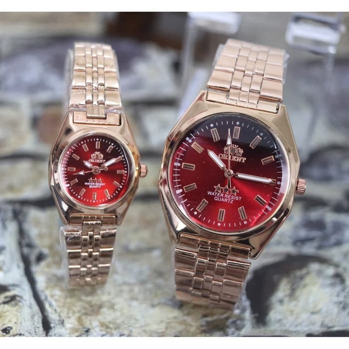 JAM TANGAN COUPLE ORIENT OT15 RANTAI HALUS STAINLESS ANTI AIR ARLOJI - Putih