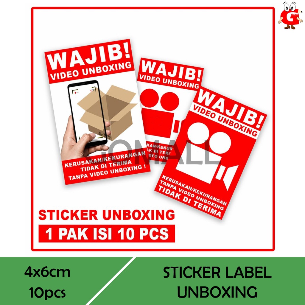 

Sticker label Unboxing Glossy 4cm x6cm 1 Pak isi 10 pcs