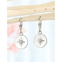 LRC Anting Tusuk Fashion Golden Diamond-studded Star Round Alloy Earrings K62469