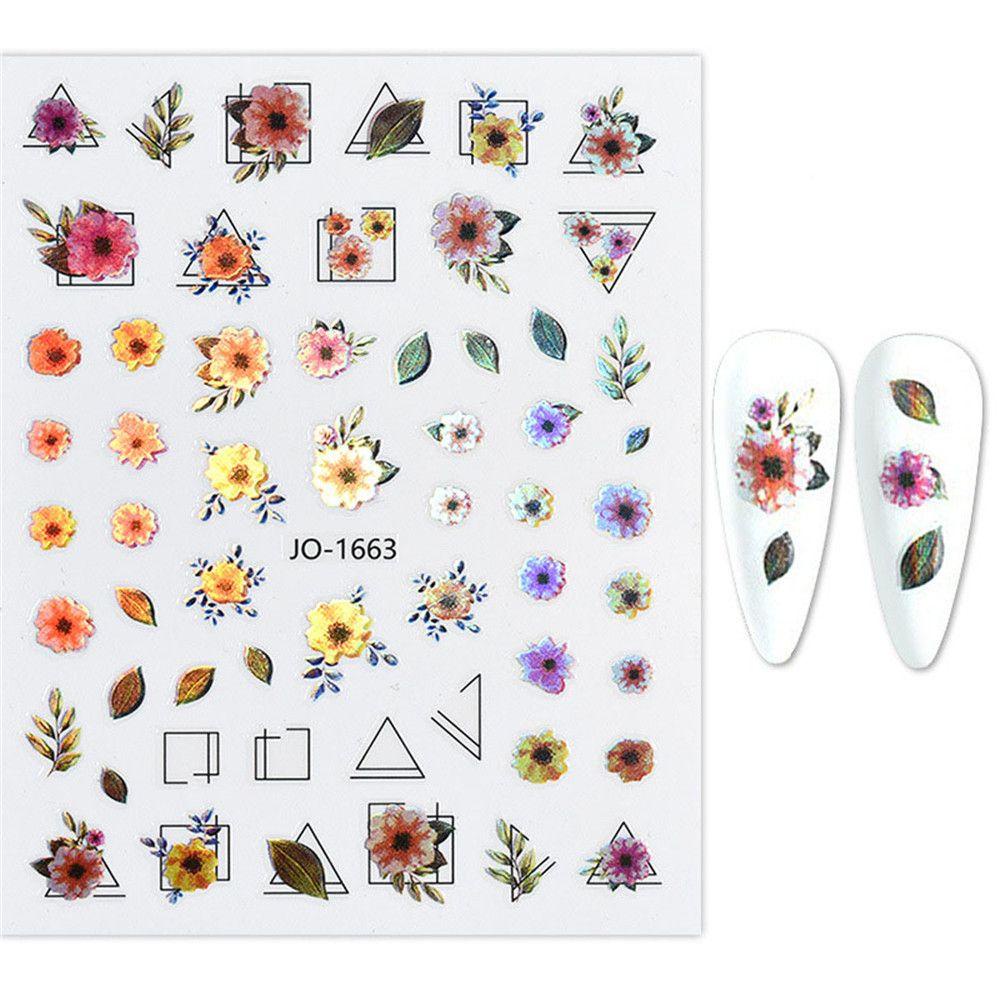 R-flower 3D Stiker Kuku Flowers Selfadhesive Hologram Nail Art Dekorasi