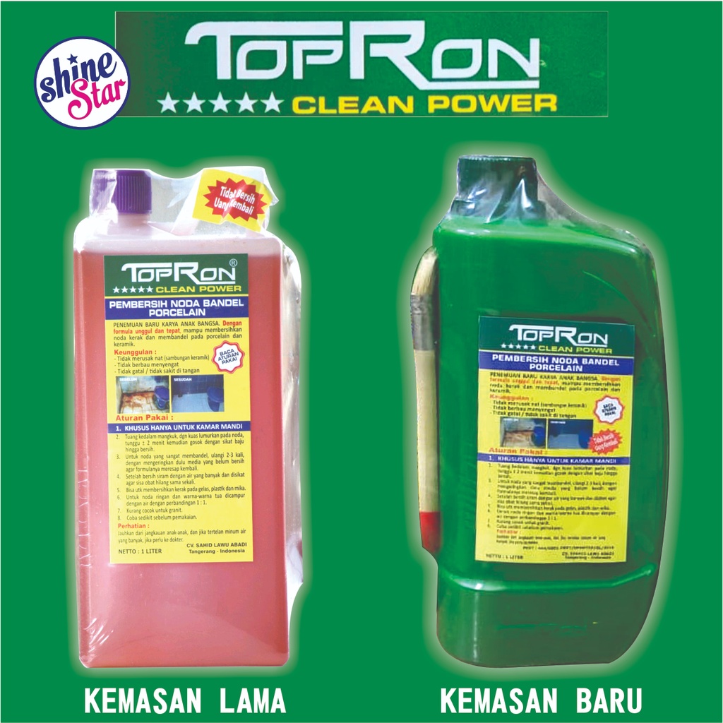 SHINE STAR - [BISA COD] TopRon Cairan Pembersih Noda Membandel Keramik Dan Porselen 1 Liter - Pembersih Kamar Mandi Paling Ampuh