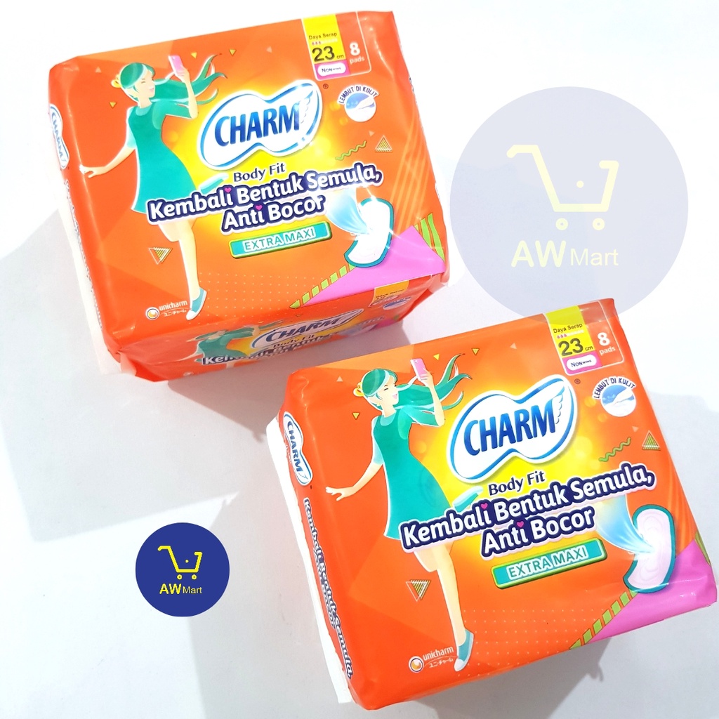 CHARM BODY ISI 8 PADS 23 CM TANPA SAYAP &amp; ISI 10 PADS DENGAN SAYAP- UNTUK SIANG HARI