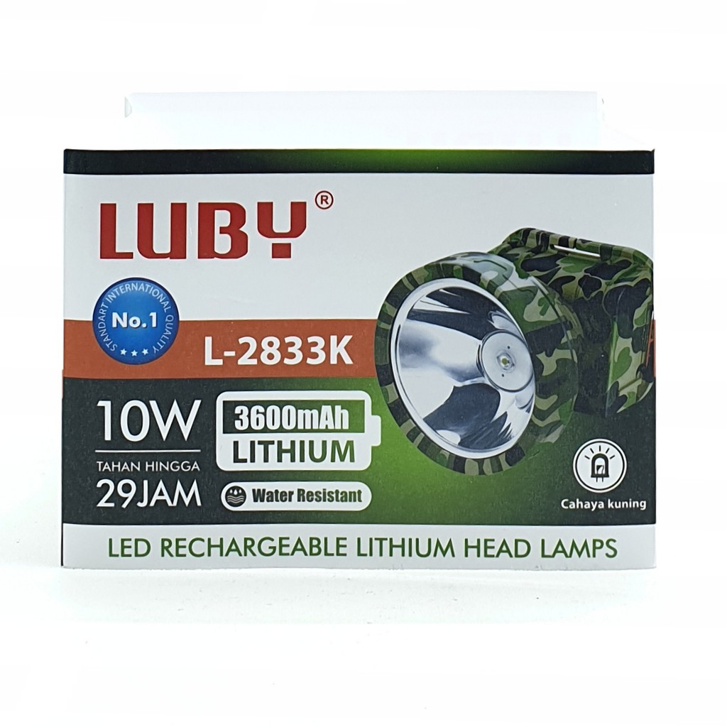 Luby L-2833K 10W JUMBO WW Kuning Senter Kepala Cahaya Kuning Lithium 3600mAh