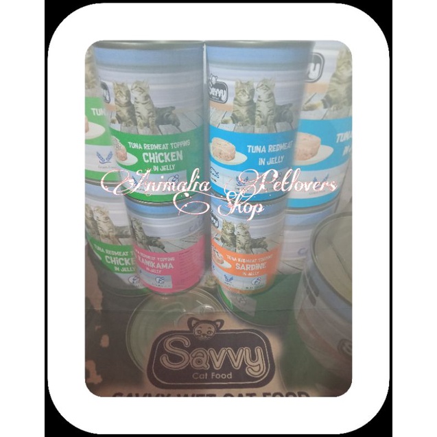 Savvy wet cat food kaleng 400gr(grains free & free packing)