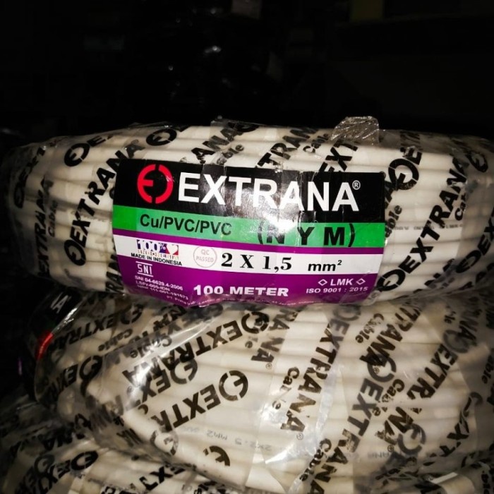 KABEL NYM EXTRANA 2X1.5 100M TEMBAGA MURNI 2X1,5 100 METER KABEL PUTIH