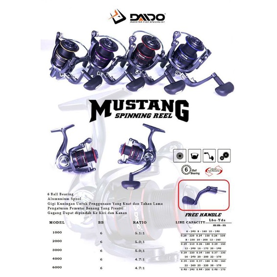 Reel Daido Mustang Spin Free Handle