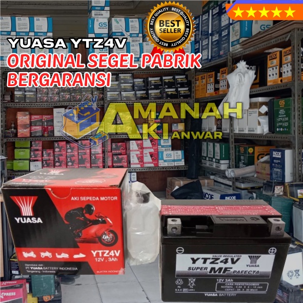 AKI Kering YUASA YTZ4V - Untuk Motor YAMAHA: Jupiter MX, Mio, Vixion