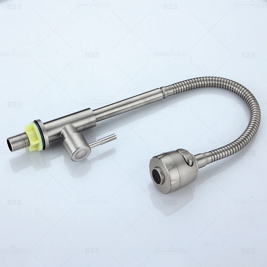 Kran Angsa Flexible 2 Pilihan Switch Cuci Piring Kran Sink Kran Air tembok stainless