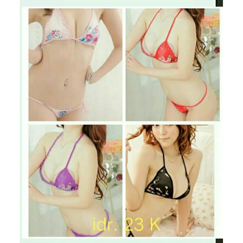 lingerie bra set motif bunga