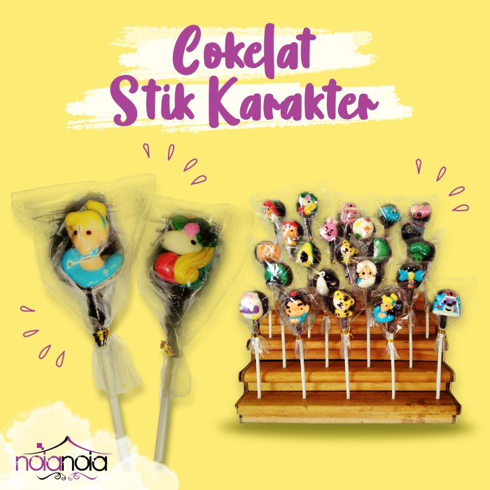 

Coklat cokelat stik loli karakter lucu