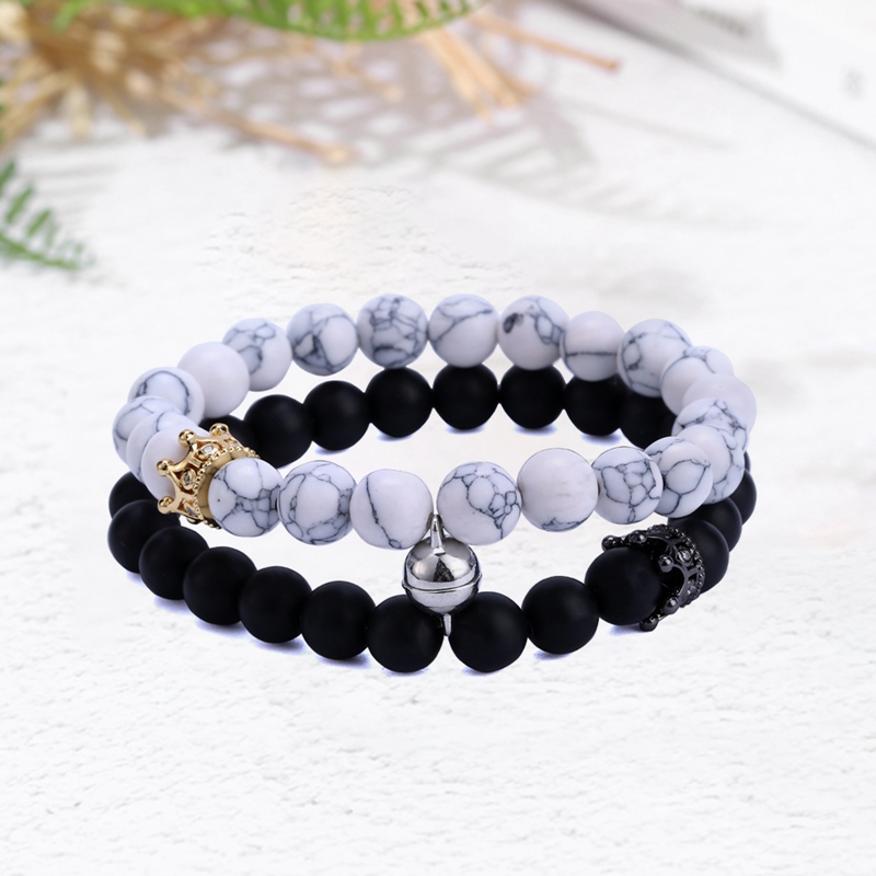 Fashion 2pcs/Set Natural Stone Beads Yoga Bracelet For Lovers Distance Magnet Couple Bracelets Friendship Jewelry|Strand Bracelets