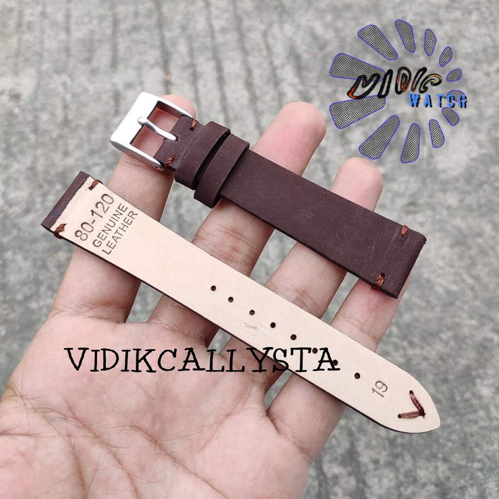 19mm Leather Strap watch Tali Jam Tangan Kulit Asli Brown PH19 19 MM Strap Jam Tangan Kulit 19mm