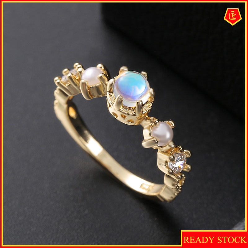 [Ready Stock]White Moonstone Pearl Ring Exquisite and Elegant