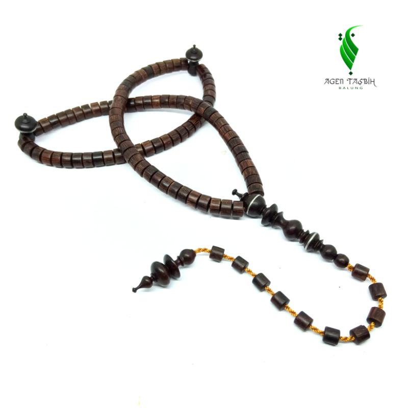 Tasbih Kayu Galih Asem Super Motif Pipih Tabung Size 5mm x 8mm ORIGUNAL. Tasbih Antik Muslim 99 Butir Super