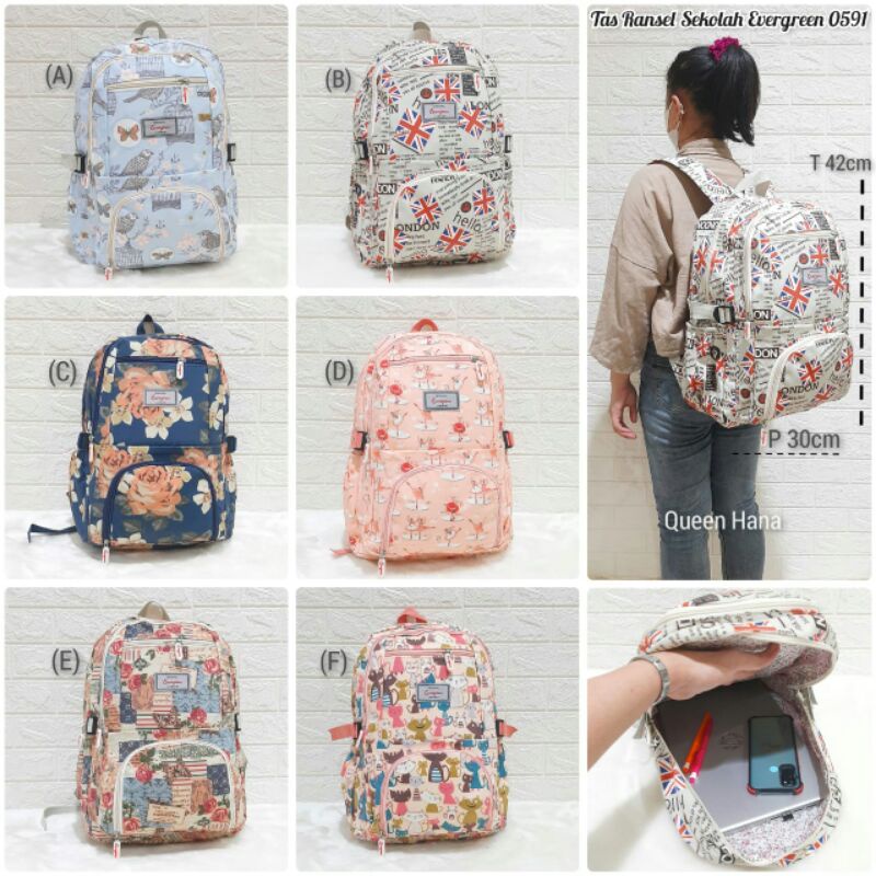 New Tas Ransel Sekolah Tas Ransel Anak Remaja Wanita Evergreen