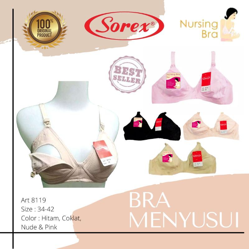 Sorex BH Menyusui Nursing Bra Tanpa Kawat Busa Tipis Motif Bunga Cantik 8110  8119 8108 Premium Original