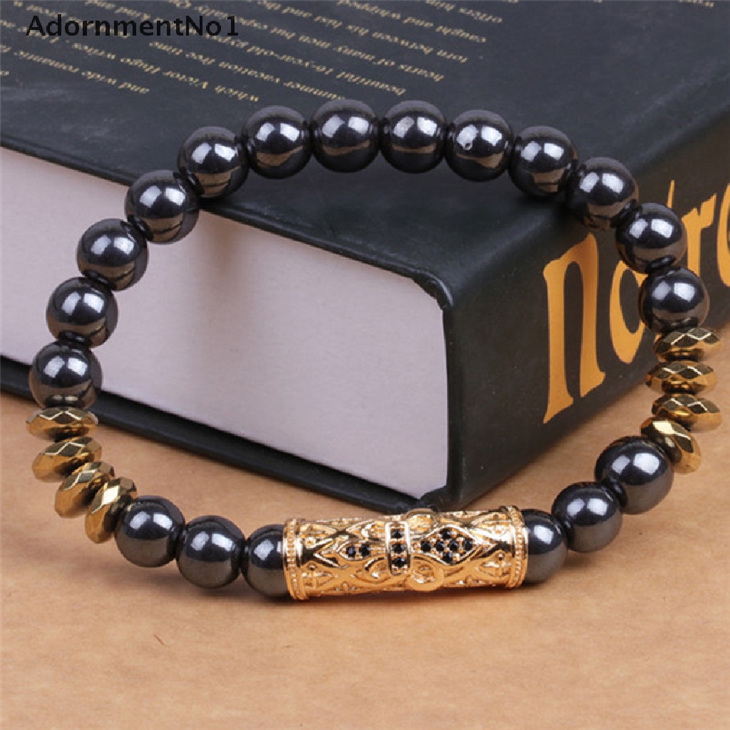 (AdornmentNo1) Gelang Tangan Batu Hematite Magnetik Untuk Terapi Kesehatan