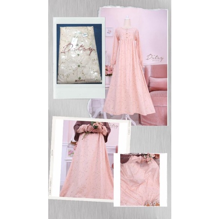 Gamis Premium Ditsy Maileen Peach April 2022