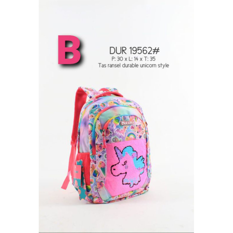 Tas Cewek Ransel Durable Unicorn LOL Sequin Kanvas