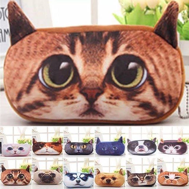 

Tempat Pensil/Koin/Kosmetik/Makeup Variasi Desain Anjing Husky/Akita/Pug 3D Lucu Imut untuk Wanita