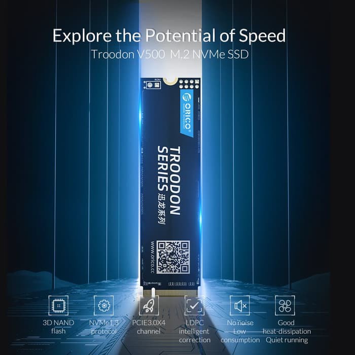 Ssd m2 nvme orico 128gb 2280 tlc 3d nand flash troodon v500 - pcie 3.0 m.2 m-key 1.3