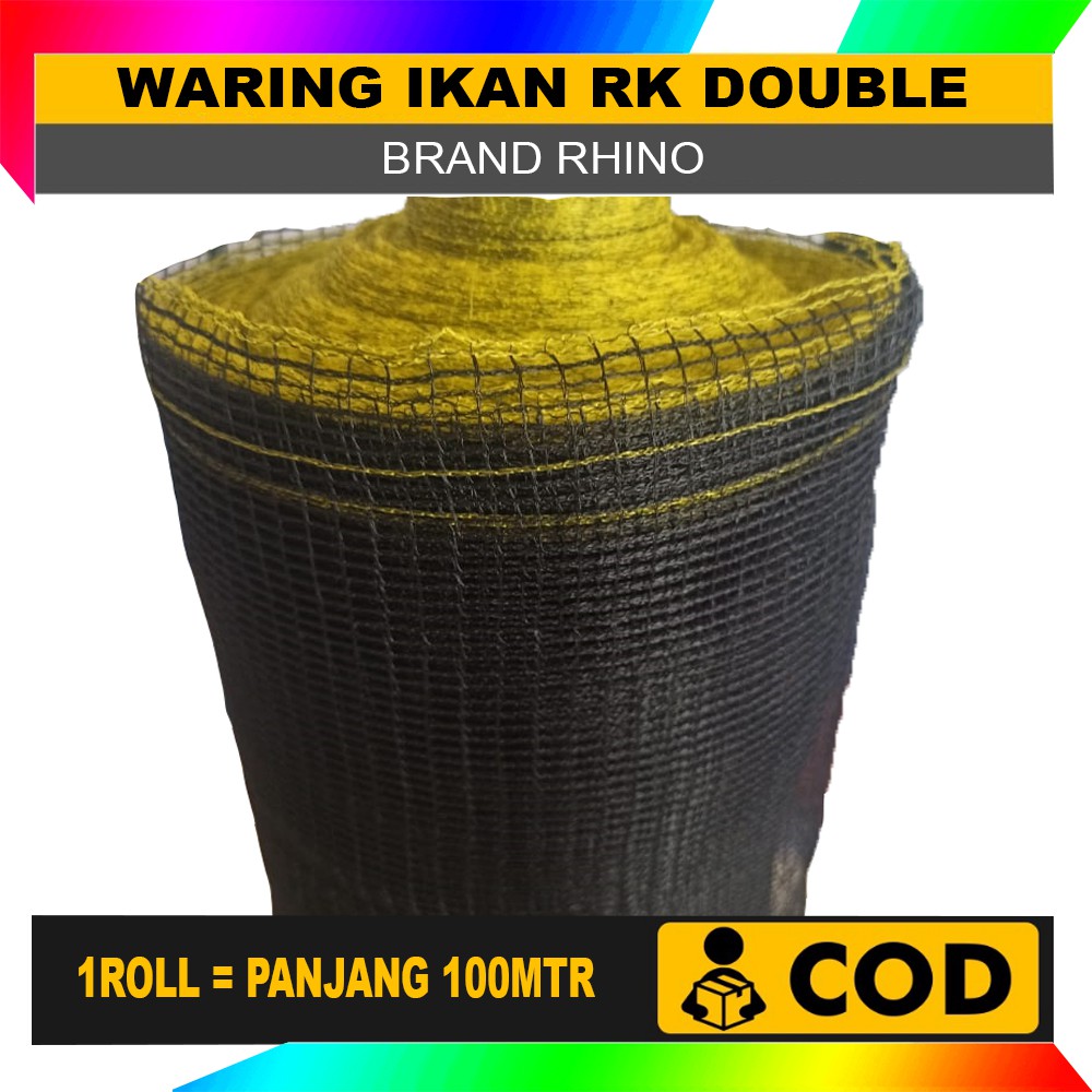 Jaring Ikan Waring KerambaHitam RK Anti Geser / Pagar Kebun dan Kolam HARGA 1 ROLL PANJANG 100 METER