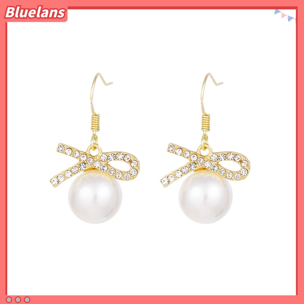 Bluelans Anting Stud Desain Pita Aksen Berlian Imitasi Untuk Wanita