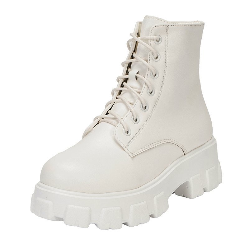 white combat platform boots