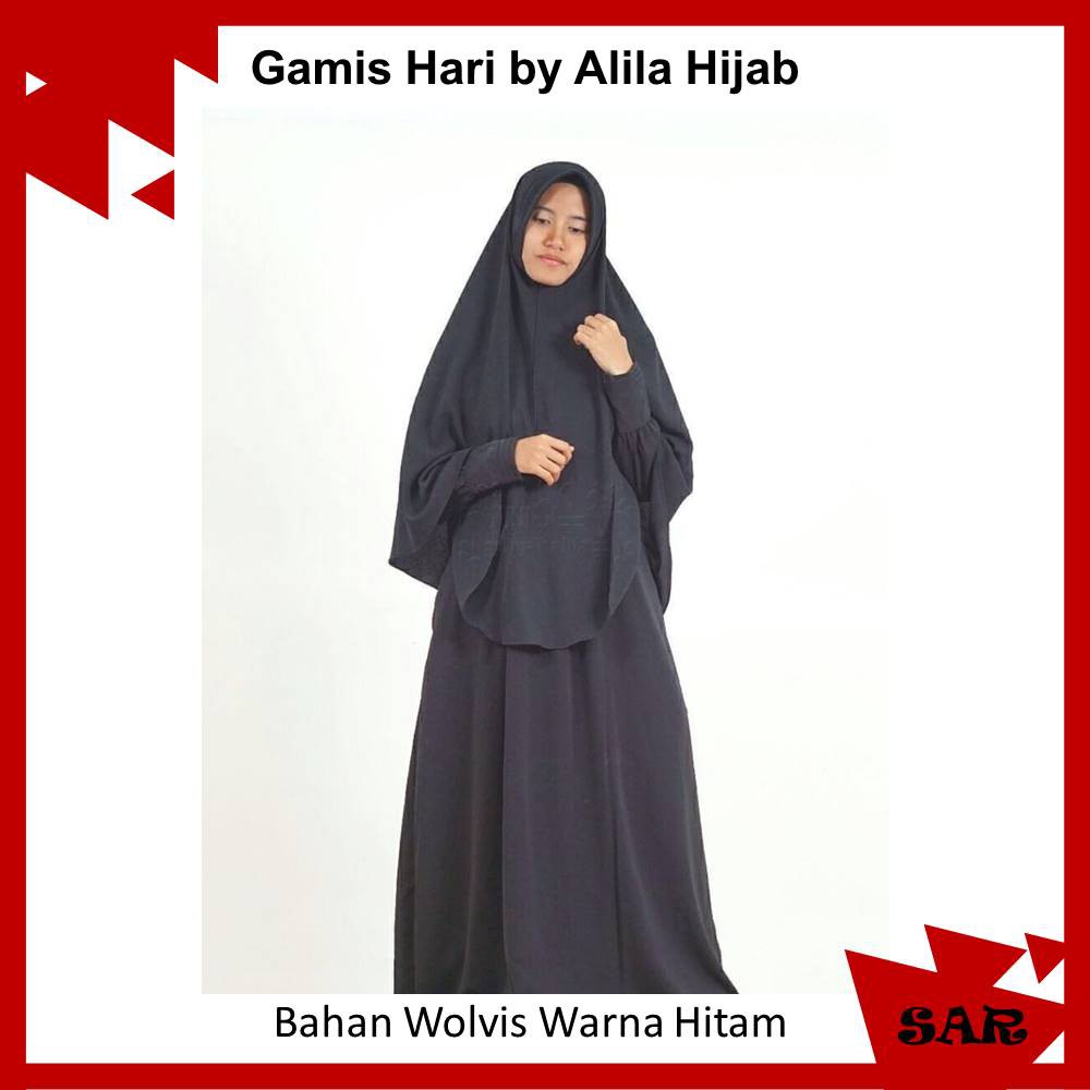 Gamis Hari Polos Syari Busuifriendly Wudhufriendly Bahan Wolvis by Alila Hijab