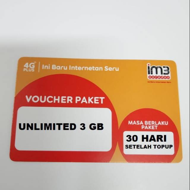 Voucher Data Indosat UNLIMITED 3 GB