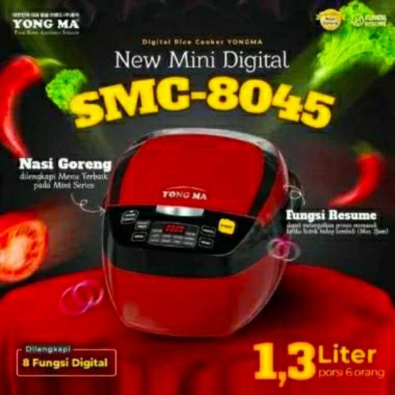 Yongma Magic Com Rice Cooker Mini Digital 1,3 Liter Yong Ma SMC-8045 SMC 8045 SMC8045 Garansi