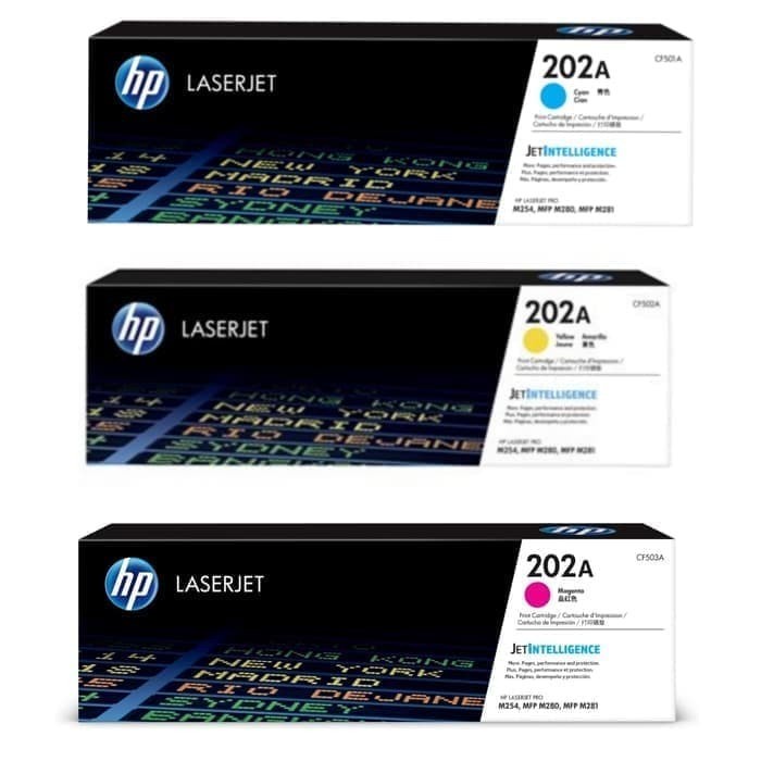 Toner HP laserjet 202A color |CF501A , CF502A, CF503A original