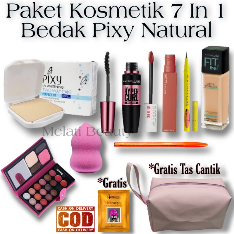 Paket Kosmetik Lengkap / Paket Kosmetik / Kosmetik / Kecantikan / Paket Maybelline / Paket Kecantikan Murah / Bedak Pixy Natural