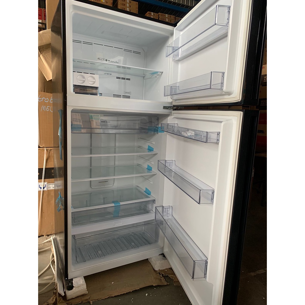 KULKAS 2 PINTU FREEZER ATAS AQR 555 IG (BK) kapasitas besar 498 liter AQUA BIG JUMBO